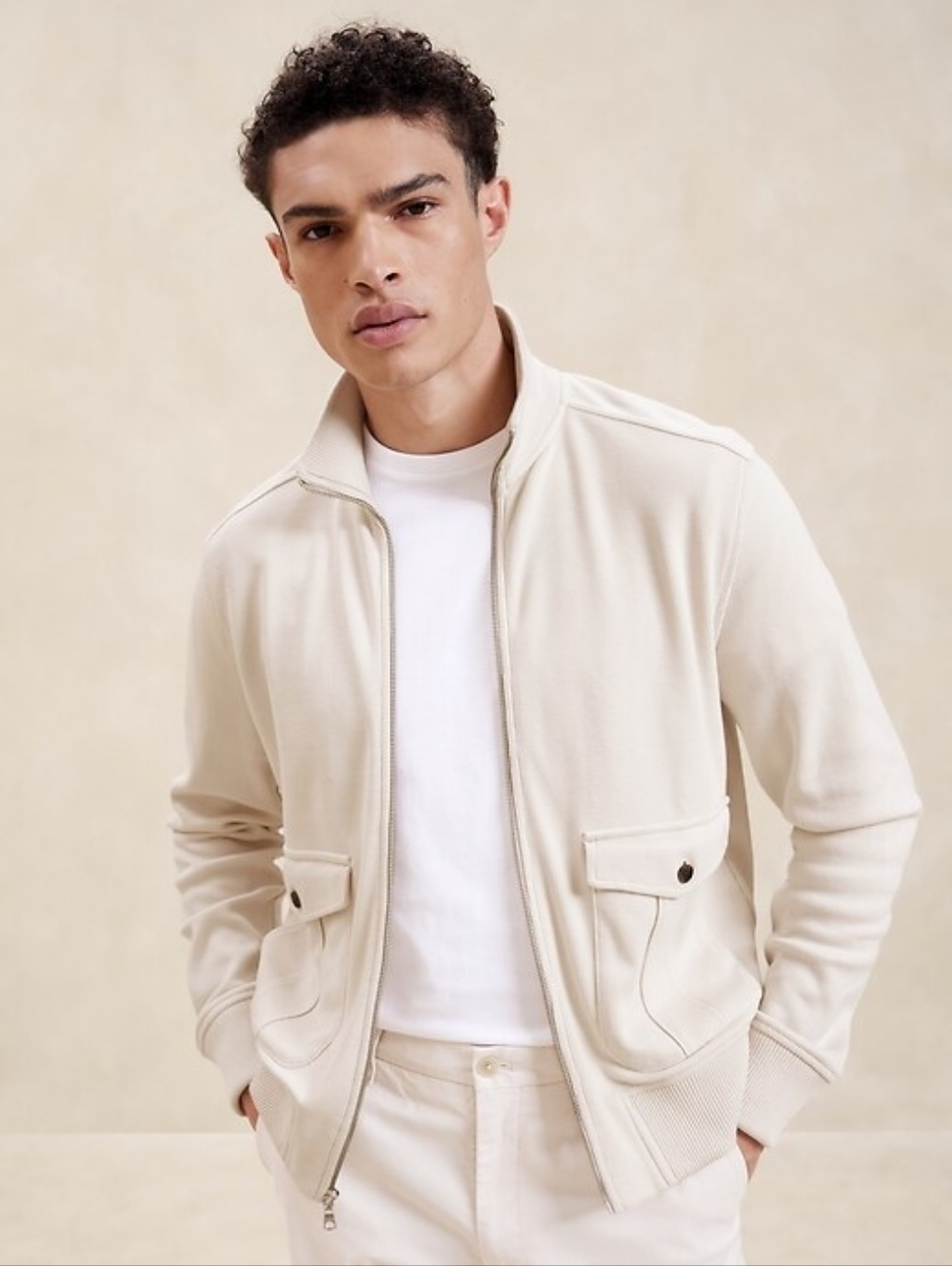 Banana REPUBLIC Cream Knit Zip Cardigan XL BRAND NEW WITH TAG $120